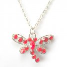 Austrian Crystals Ruby Red Multi Stone Faceted Butterfly Fashion Necklace
