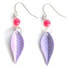 Purple Color Acrylic Leaves Dangle Fashion Earrings SPECIAL SALE