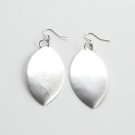 Large Oval Matt Distressed Silver color Metal Dangle Fashion Earrings