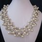 Wedding cluster necklace with swarovski pearls, crystals, and rhinestones