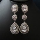 3 stone bridal earrings wedding earrings tear drop/pear cubic zirconia earrings