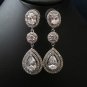 3 stone bridal earrings wedding earrings tear drop/pear cubic zirconia earrings