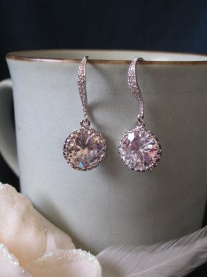 Bridal, wedding, fasion, round cubic zirconia CZ earrings
