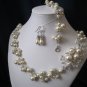 JULIE SET wedding jewelry set with necklace, bracelet, earrings, rhinestones brooch
