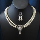 ROSE double strand wedding, bridal jewelry wedding necklace bridal necklace pearl earrings