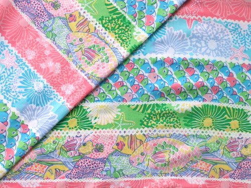 Authentic Lilly Pulitzer Sea Critters Stripe Cotton Fabric 1 YD x 57 Inch