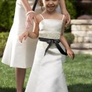 Free Shipping A-line Floor-length Satin Flower Girl Dress With Spaghetti Straps W009