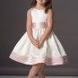 Free Shipping A-line Round-neck Tea-length Satin Flower Girl Dress W011