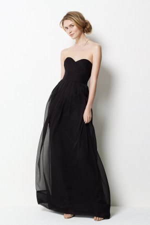 A-Line Strapless Floor Length Chiffon Evening Dress Bridesmaid/ Wedding Party Dress W06