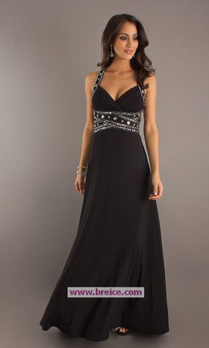 Elegant Plus Size A-line Long Black Evening Dresses Prom Party Formal