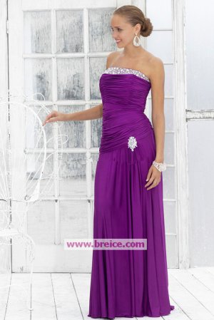 Sheath/Column Purple Strapless Long Evening Dresses Prom Party Formal Bridal Gowns&Acirc;&nbsp;P019