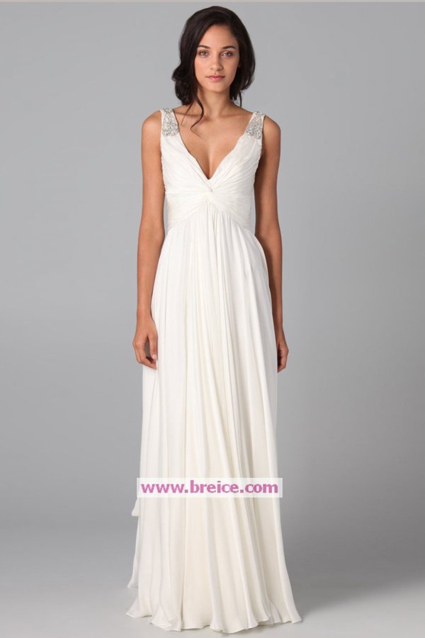 A Line V Neck Cape Sleeve Pleated Floor Length Luxurious Evening Dresses