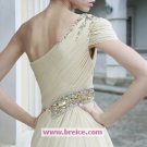 A-line Chiffon One Shoulder Floor-length Evening Dresses Prom Party Formal Bridal Gowns P036