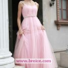 A-Line Long Light Pink Spaghetti Evening Dresses Prom Party Formal Bridal Gowns P043