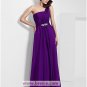 A-line Purple One Shoulder Chiffon Bridesmaid/ Wedding Party Dress Evening Prom Dress L09