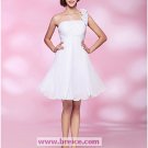 A-line White One Shoulder Knee-length Chiffon Cocktail/ Bridesmaid/ Wedding Party Dress L10