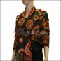 Multi Colored Circle Pashmina <br>Black w/ Red
