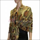 Multi Colored Circle Pashmina <br>Pea Green