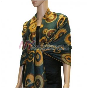 Multi Colored Circle Pashmina <br>Teal