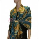 Multi Colored Circle Pashmina <br>Peacock Blue