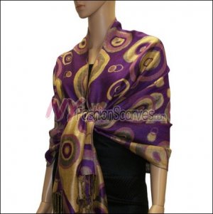 Multi Colored Circle Pashmina <br>Violet