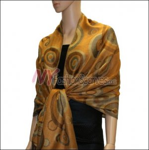 Multi Colored Circle Pashmina <br>Orange Yellow