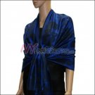 Leaf Jacquard Pashmina Scarf <br>Blue