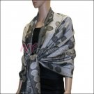 Leaf Jacquard Pashmina Scarf <br>Grey