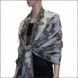 Leaf Jacquard Pashmina Scarf <br>Grey