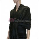 Leaf Jacquard Pashmina Scarf <br>Black