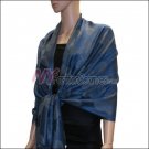Leaf Jacquard Pashmina Scarf <br>Royal Blue