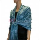 Leaf Jacquard Pashmina Scarf <br>Green Blue