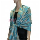 Leaf Jacquard Pashmina Scarf <br>Teal