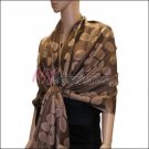 Leaf Jacquard Pashmina Scarf <br>Brown