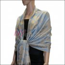 Leaf Jacquard Pashmina Scarf <br>Light Blue