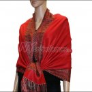 Border Patterned Pashmina<br>Red