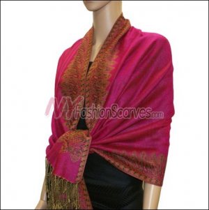 Border Patterned Pashmina<br>Hot Pink