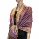Border Patterned Pashmina<br>Pale Violet Red
