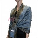 Border Patterned Pashmina<br>Light Steel Blue