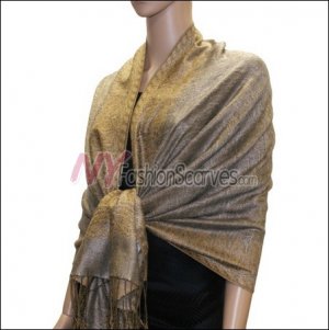 Border Patterned Pashmina<br>Pale Goldenrod