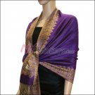 Border Patterned Pashmina<br>Purple