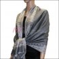 Border Patterned Pashmina<br>Grey