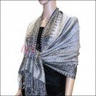 Border Patterned Pashmina<br>Silver
