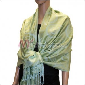 Multi Circle Soft Pashmina <br> Acid Blue w/ Bean Green
