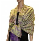 Multi Circle Soft Pashmina <br>Purple w/ Bean Green