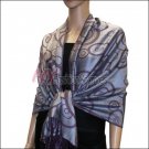 Multi Circle Soft Pashmina <br>Purple w/ Light Grey