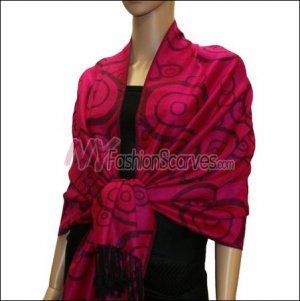 Multi Circle Soft Pashmina <br>Violet Red
