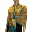 Multi Circle Soft Pashmina <br>Teal w/ Goldenrod