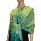 Multi Circle Soft Pashmina <br>Teal w/ Light Green