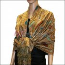 Multi Colored Paisley Pashmina <br>Saffrone w/ Turquoise